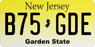 NJ license plate B75GDE