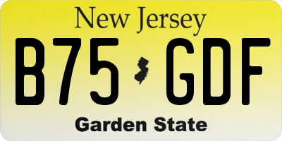 NJ license plate B75GDF