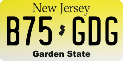 NJ license plate B75GDG
