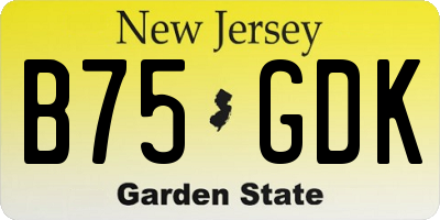 NJ license plate B75GDK