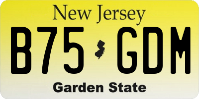 NJ license plate B75GDM