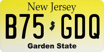 NJ license plate B75GDQ