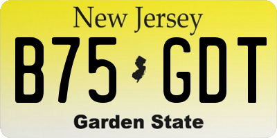 NJ license plate B75GDT