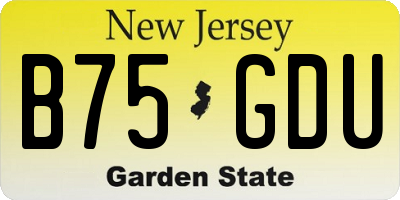 NJ license plate B75GDU