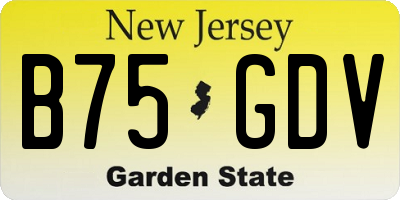NJ license plate B75GDV