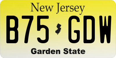 NJ license plate B75GDW