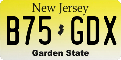 NJ license plate B75GDX