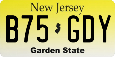 NJ license plate B75GDY
