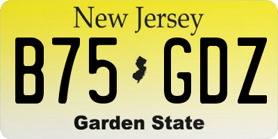NJ license plate B75GDZ
