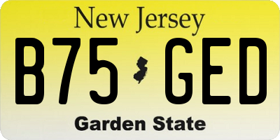 NJ license plate B75GED