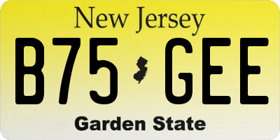 NJ license plate B75GEE