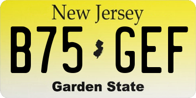 NJ license plate B75GEF