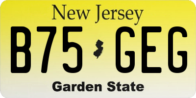 NJ license plate B75GEG