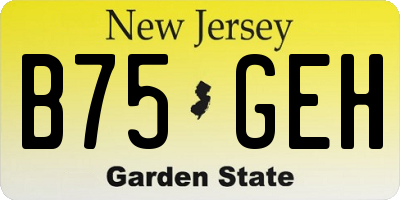 NJ license plate B75GEH