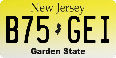 NJ license plate B75GEI