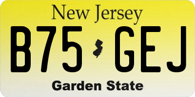 NJ license plate B75GEJ