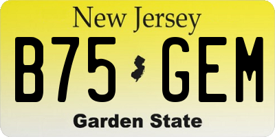 NJ license plate B75GEM