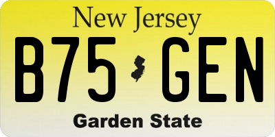 NJ license plate B75GEN