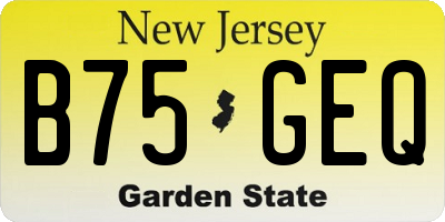 NJ license plate B75GEQ