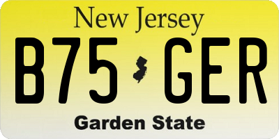 NJ license plate B75GER