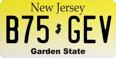 NJ license plate B75GEV