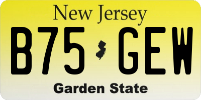 NJ license plate B75GEW