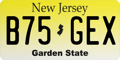 NJ license plate B75GEX