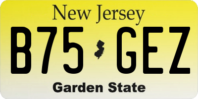 NJ license plate B75GEZ