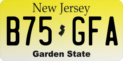 NJ license plate B75GFA
