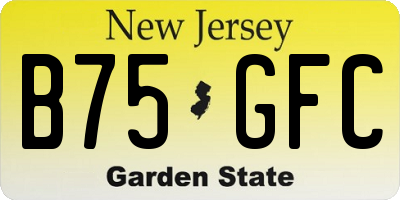 NJ license plate B75GFC