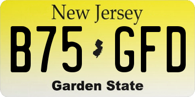 NJ license plate B75GFD