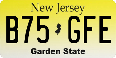 NJ license plate B75GFE