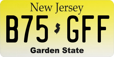NJ license plate B75GFF