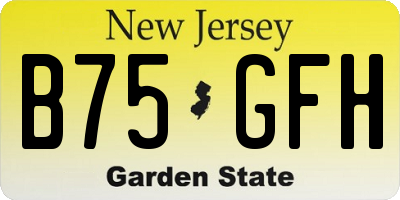 NJ license plate B75GFH