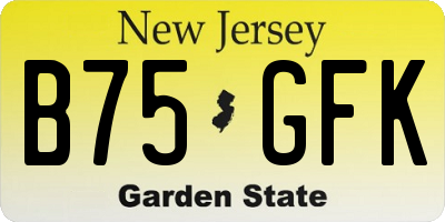 NJ license plate B75GFK