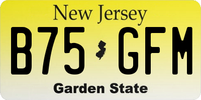NJ license plate B75GFM