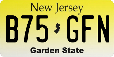 NJ license plate B75GFN