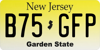 NJ license plate B75GFP