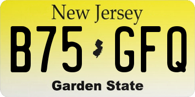 NJ license plate B75GFQ