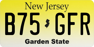 NJ license plate B75GFR