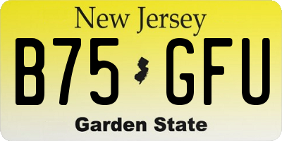 NJ license plate B75GFU