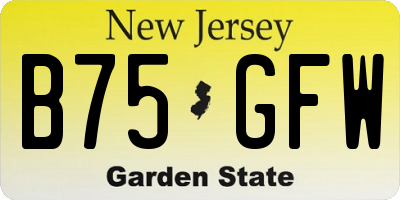NJ license plate B75GFW