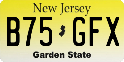 NJ license plate B75GFX
