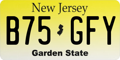 NJ license plate B75GFY