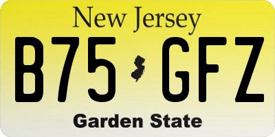 NJ license plate B75GFZ