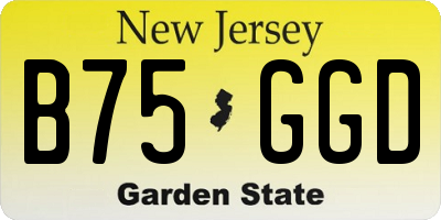 NJ license plate B75GGD