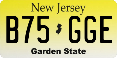 NJ license plate B75GGE
