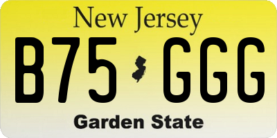 NJ license plate B75GGG