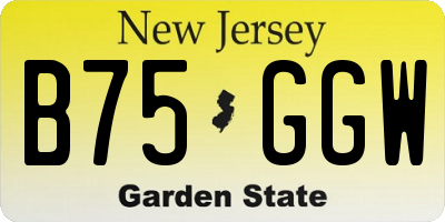 NJ license plate B75GGW