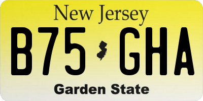 NJ license plate B75GHA